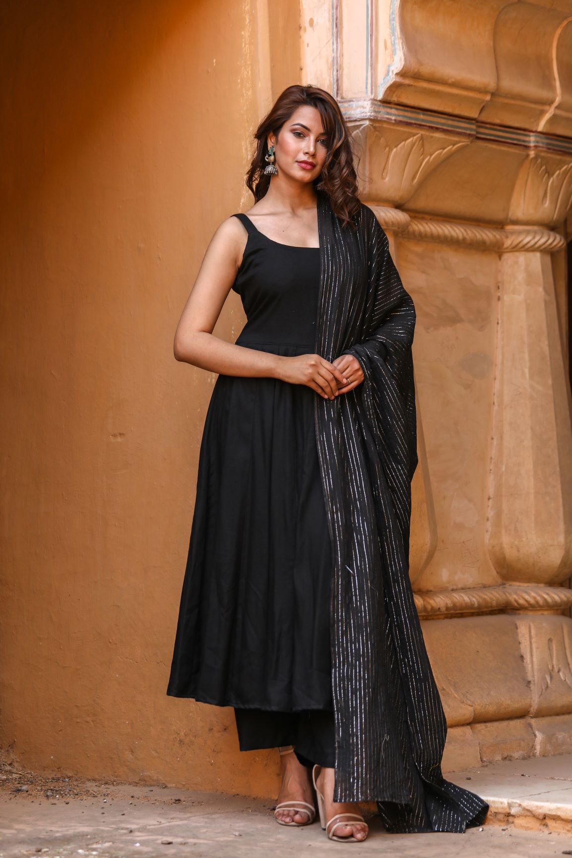 Ladies Black Anarkali Kurti Set Manufacturer Supplier from Jaipur India
